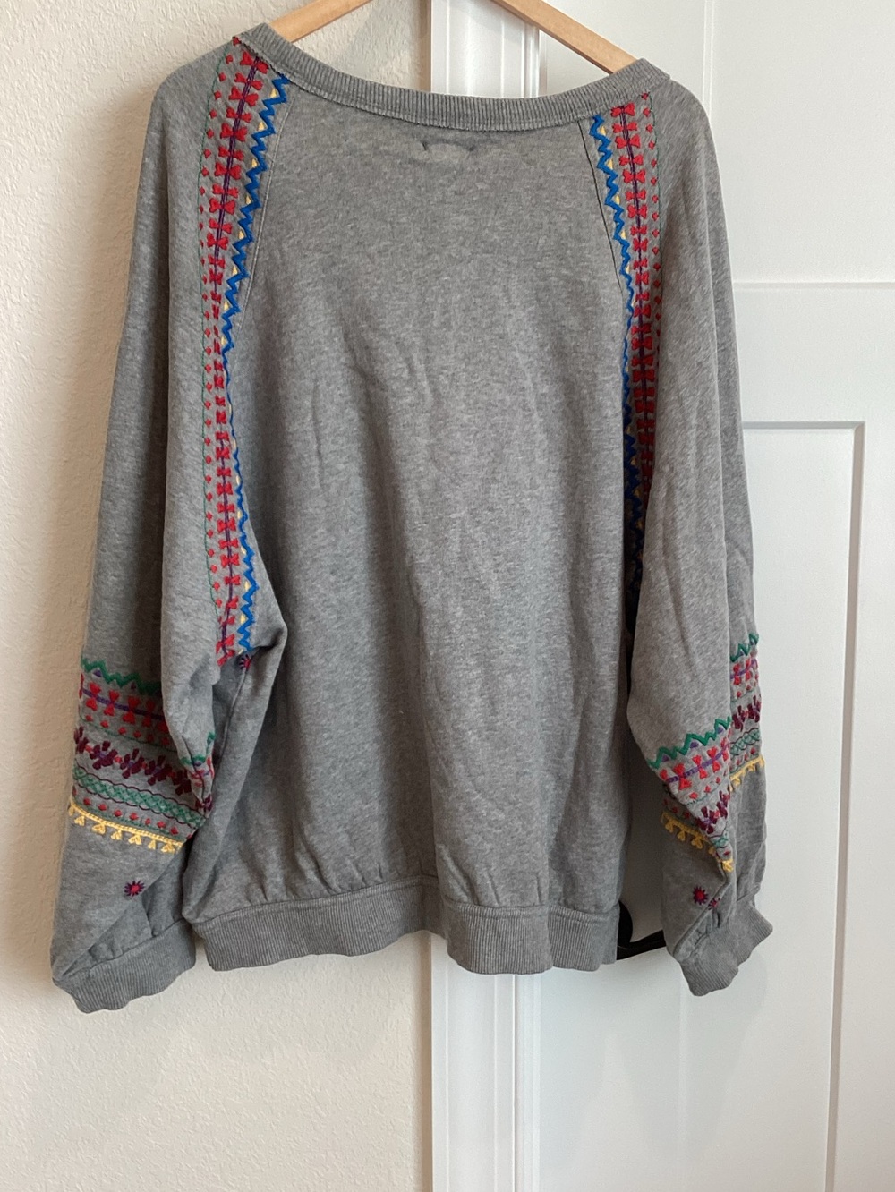 🏜️Anthropologie Embroidered Pullover Sweatshirt Pilcro New Grey XL Landscape - Picture 12 of 14